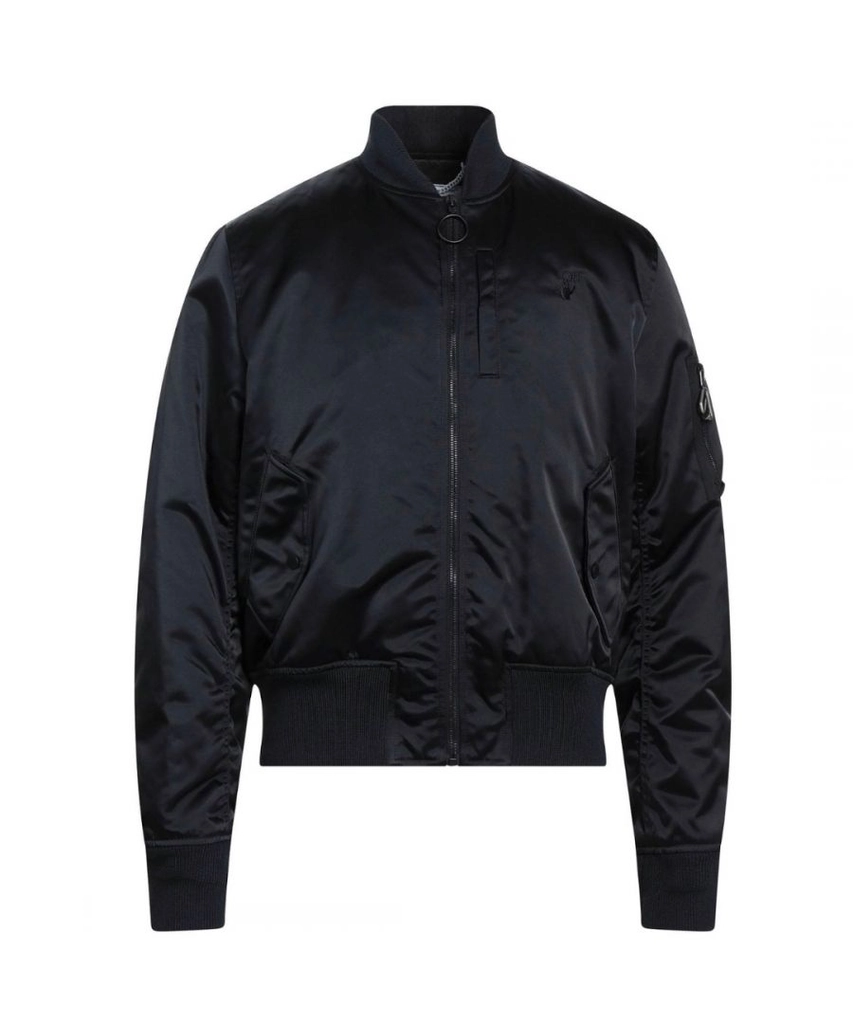 Off White Mens Hand Off Black Bomber Jacket - Size Large